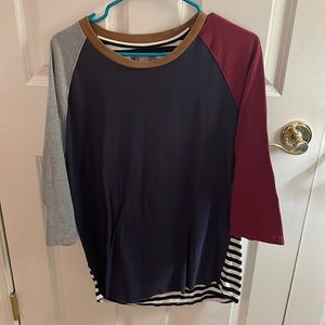 Color block mid sleeve shirt